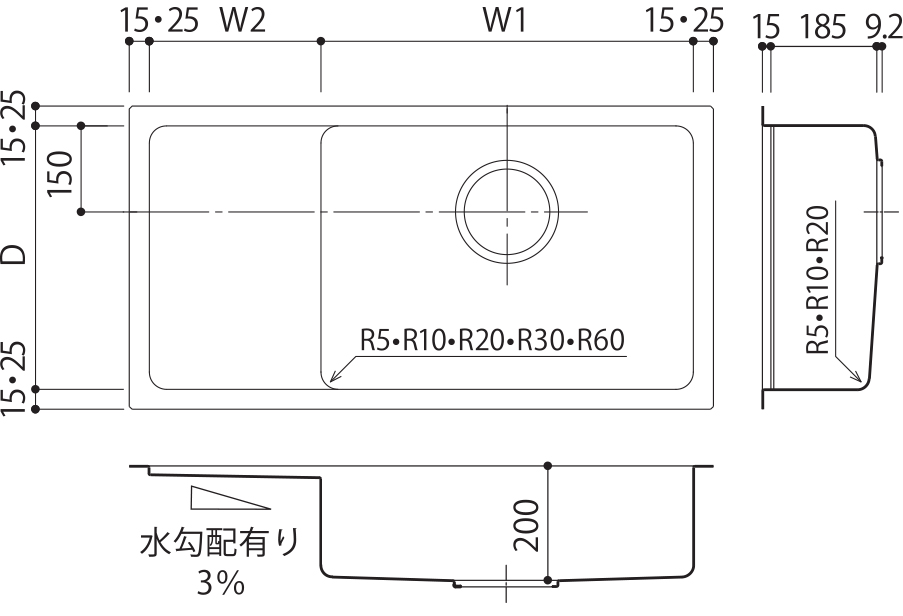 水切付きシンク